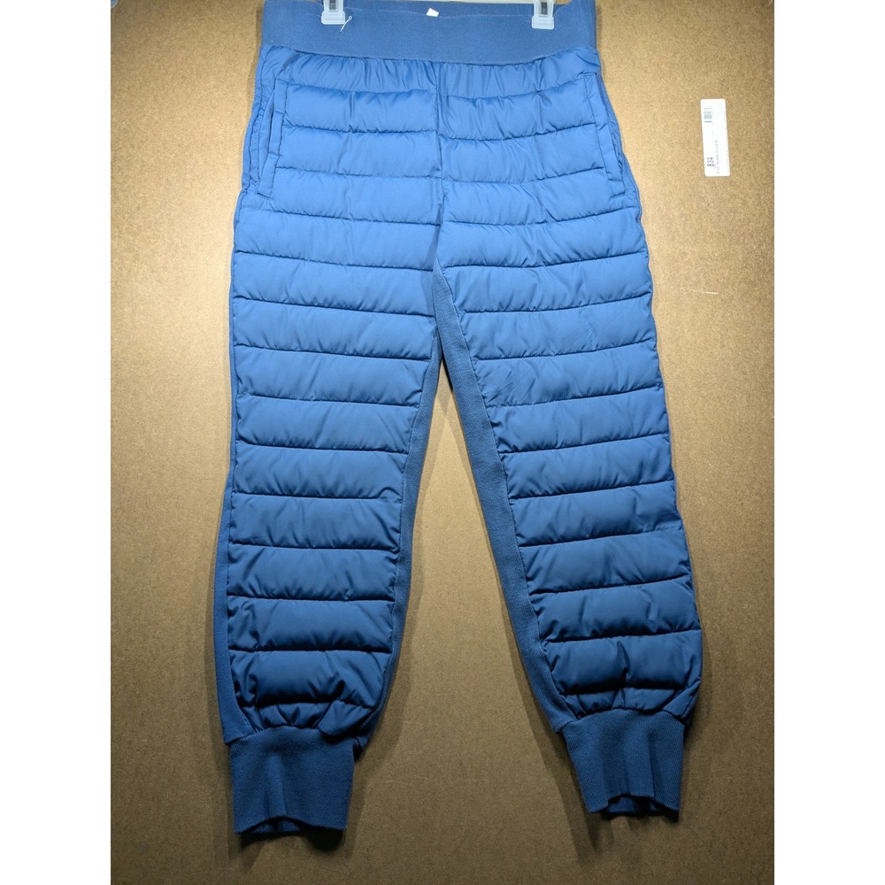 Fabletics Blue Quilted Puffer Front Fleece Joggers PT2045262 XL